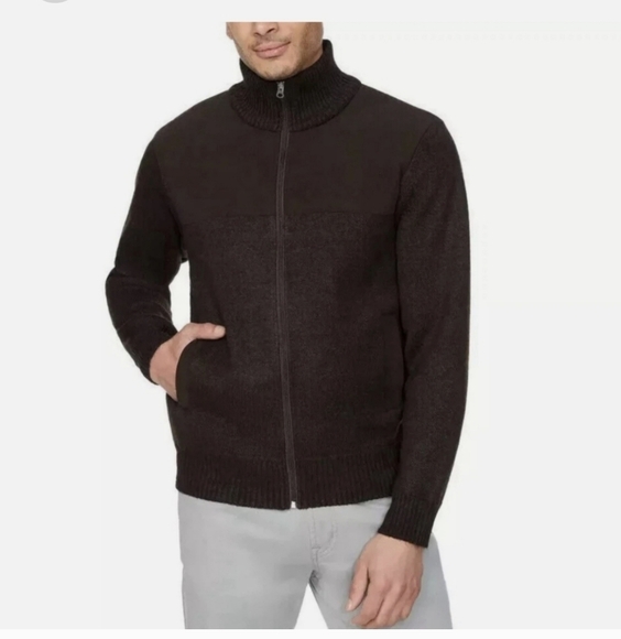 Izod Men’s Zip Up Sweater Plaid Lined Cozy Knit Preppy Golf Casual Quiet Wealth - Picture 1 of 9